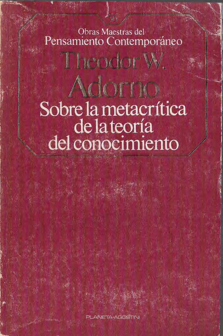 Sobre la metacrítica de la teoría del conocimiento